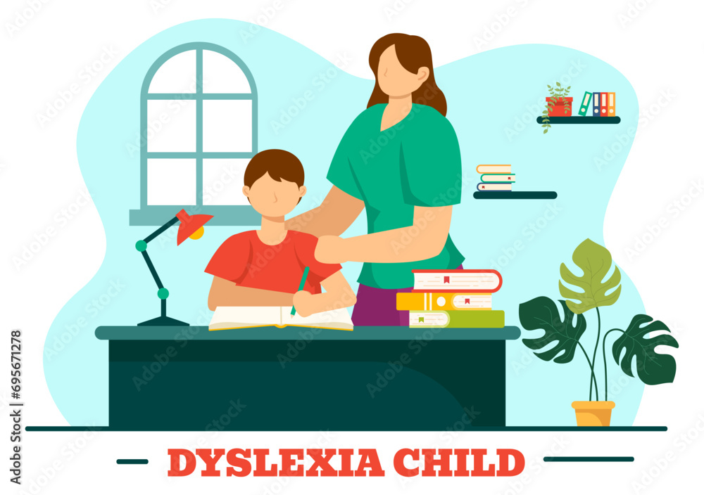Dyslexia Children Vector Illustration of Kids Dyslexia Disorder and ...
