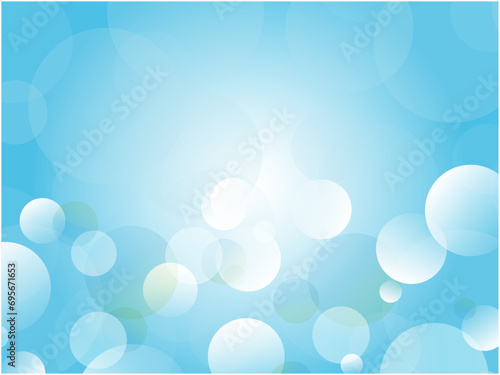 空にシャボン玉が浮かぶイメージの爽やかな水玉模様はいけ素材_水色