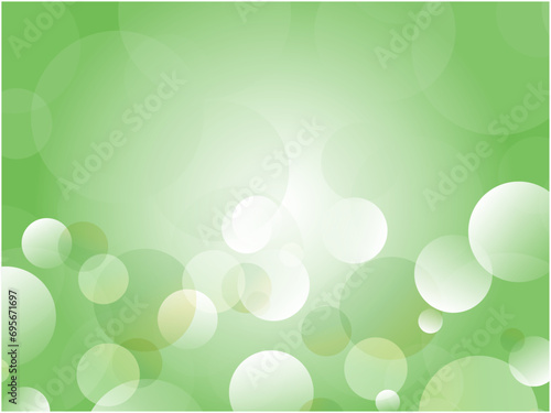 空にシャボン玉が浮かぶイメージの爽やかな水玉模様はいけ素材_緑色