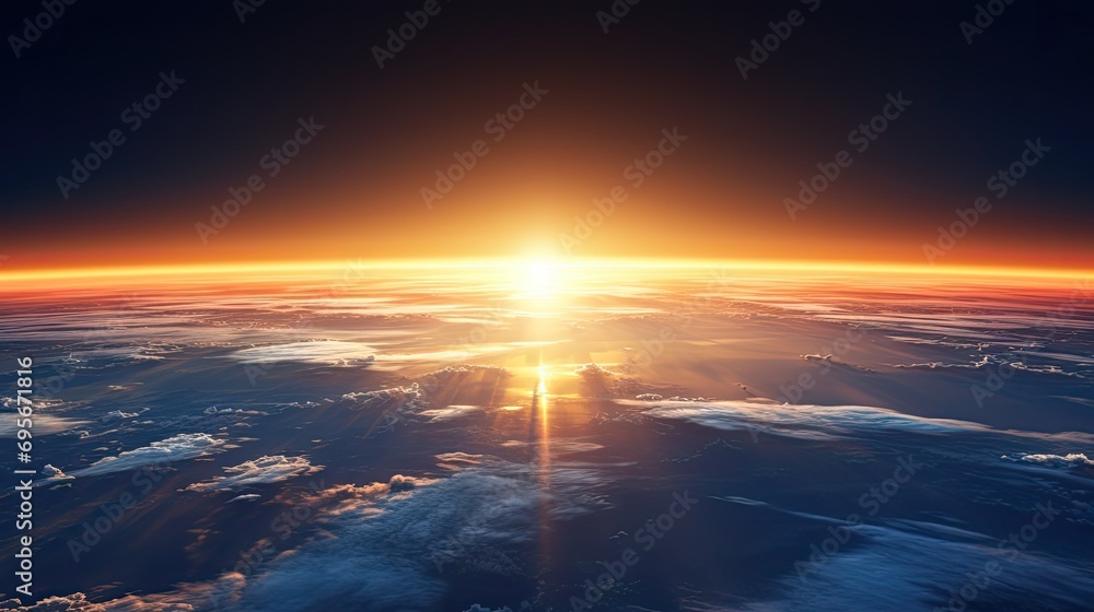 Obraz premium Inspiring view of sunrise as seen from Earth's orbit in