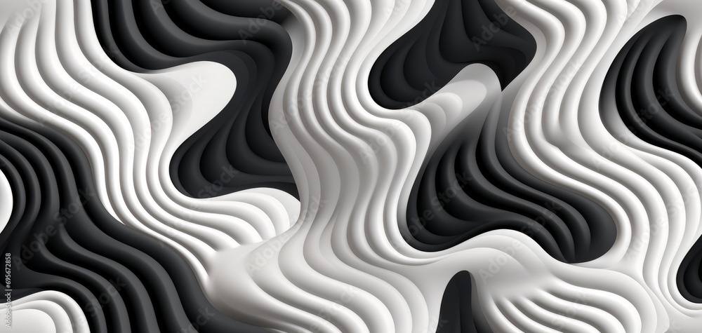 Black and white stripe waves pattern background by Ai generate. Black and white stripe waves pattern background by Ai generate.
