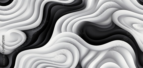 Black and white stripe waves pattern background by Ai generate.