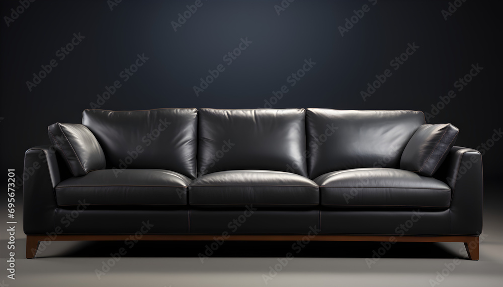 Capture the essence of relaxation and comfort with a series of casual sofa photography shots featuring a black leather sofa. Generative AI Capture the essence of relaxation and comfort with a series of casual sofa photography shots featuring a black leather sofa. Generative AI