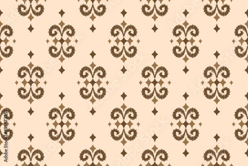 Fabric ethnic pattern art. Ikat seamless pattern in tribal. American, Mexican style. Design for background, wallpaper, illustration, fabric, clothing, carpet, textile, batik, embroidery.