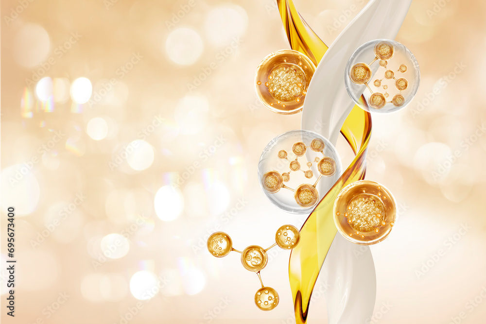 gold molecule and gold stem cell - obrazy, fototapety, plakaty 