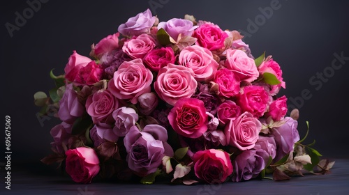Vibrant Pink Rose Bouquet on a Dark Background