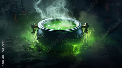 A cauldron full of magical ingredients.