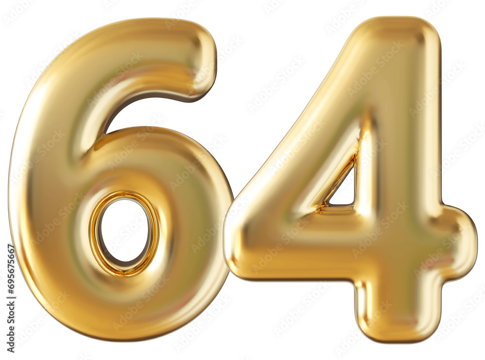 Number 64 gold 3d render Number 64 gold 3d render