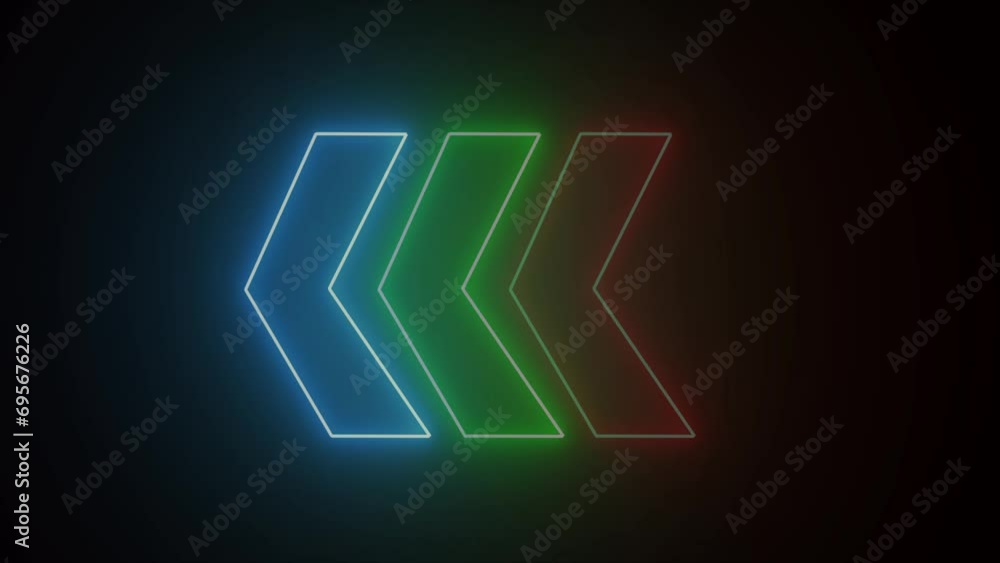 A set of neon arrows with shining effects, highlights on a dark blue background. Futuristic modern neon glowing frame. Vector illustration. A set of neon arrows with shining effects, highlights on a dark blue background. Futuristic modern neon glowing frame. Vector illustration.