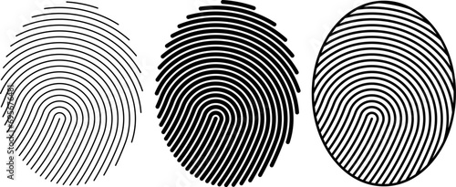outline black fingerprints icon set