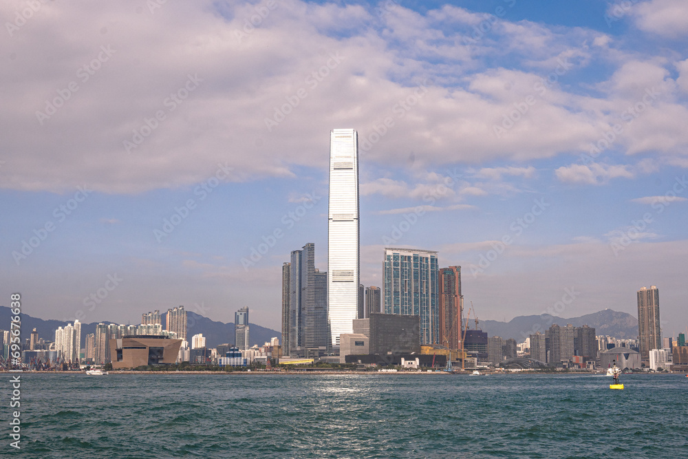 Kowloon side of Hong Kong, Beautiful skyscraper and skyline in Hong Kong, Asian City Skyline Kowloon side of Hong Kong, Beautiful skyscraper and skyline in Hong Kong, Asian City Skyline