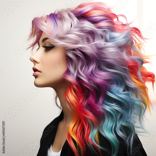 rainbow hair woman