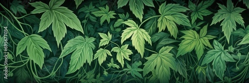 ivy green nettle leaves and vines wallpaper, generative AI photo