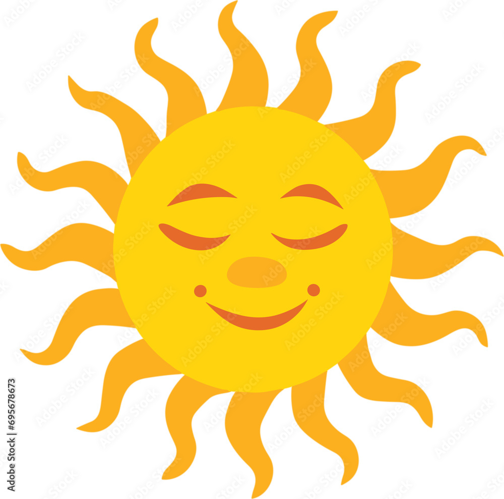 Cheerful Sun Clipart with Transparent Background