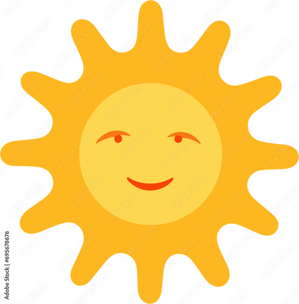 Cheerful Sun Clipart with Transparent Background