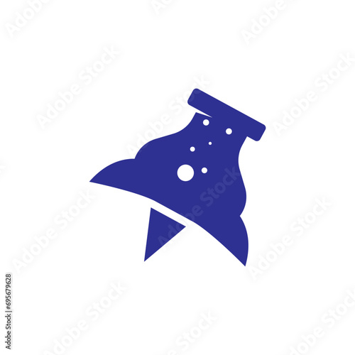 pin lab rocket logo design vector illustration.
