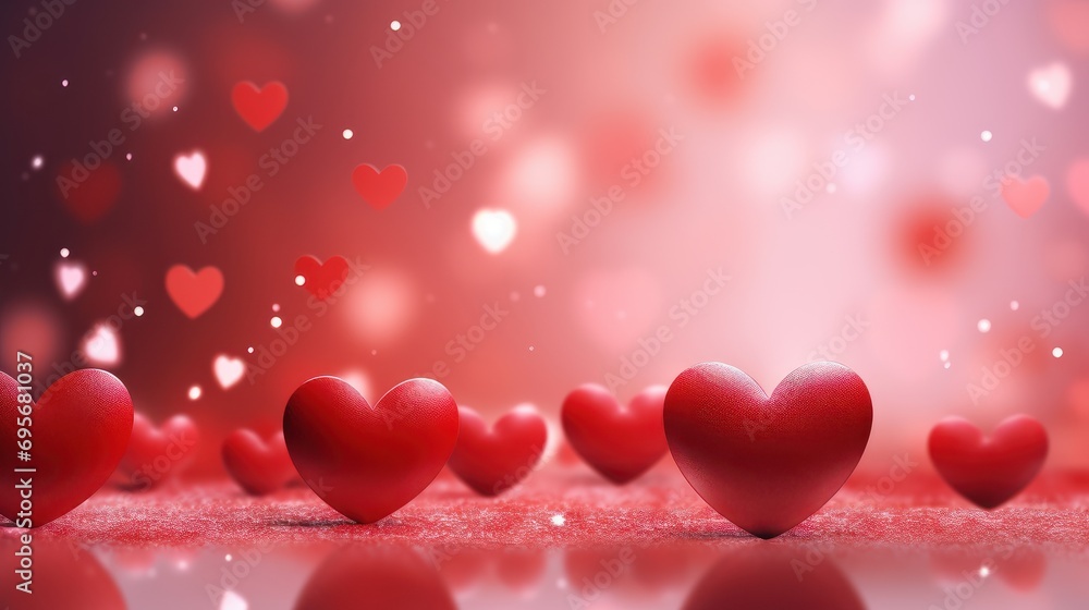Red heart on blurred background. Valentines greeting card invitation, Happy valentine's day wallpaper
