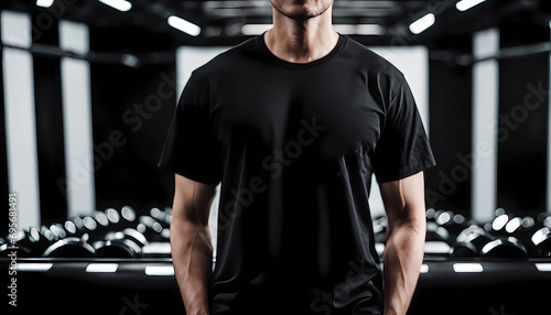man wearing black T-shirt mock up