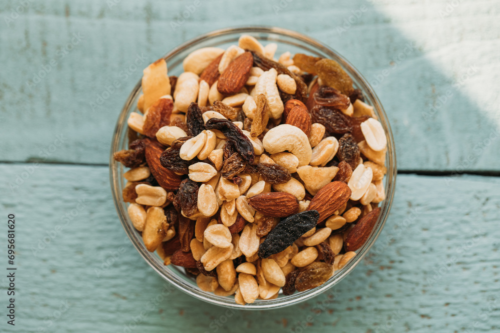 Good morning. Food. Nuts bowl. Fruit. Dessert. Diet. Natural. 