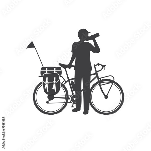 illustration of touring bike, bicycle, vector art.