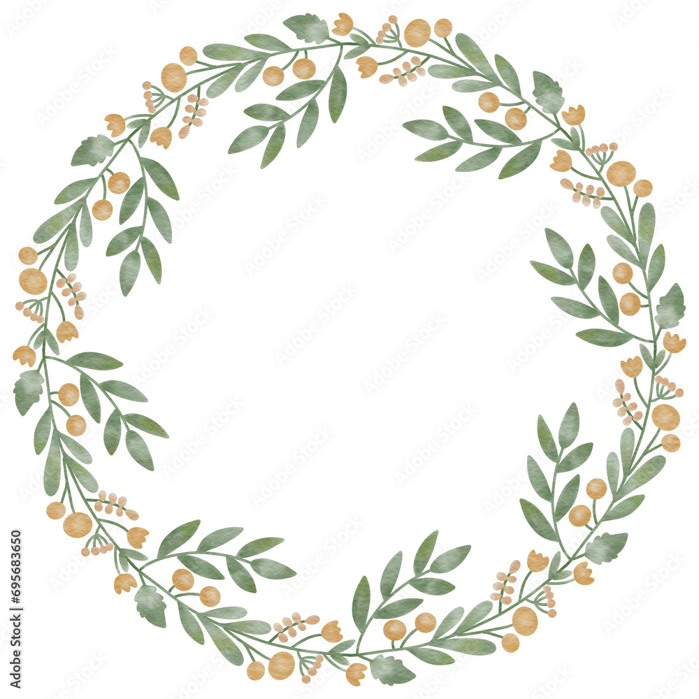 Illustration of flower wreath for invitation,wedding.