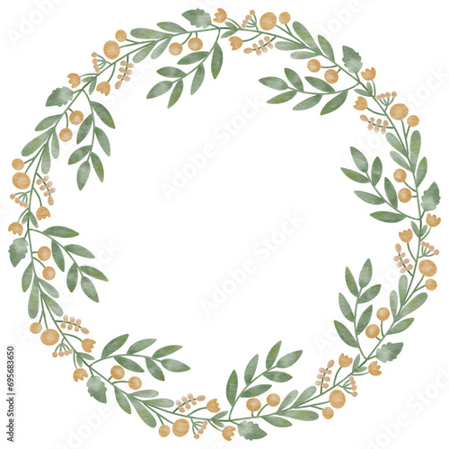 Illustration of flower wreath for invitation,wedding. © Kunnika