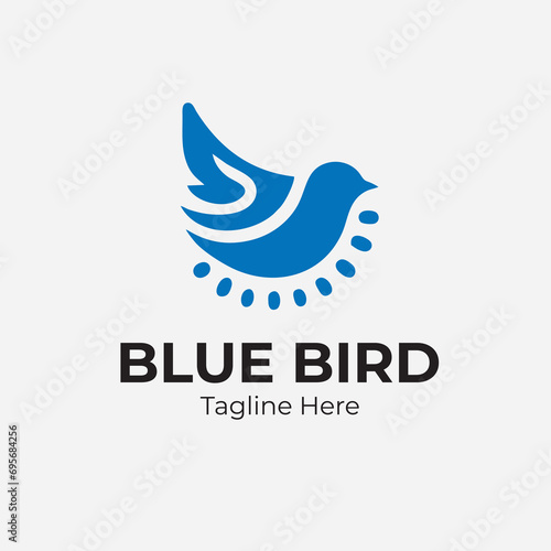 Blue bird minimalist logo design inspiration