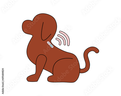 Pet veterinarian icon element. Veterinary doctor treating animal. Microchipped dog. Idea of pet care. Animal medical treatment. Vet and pet vector flat illustration.