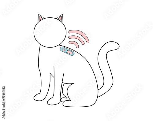 Pet veterinarian icon element. Veterinary doctor treating animal. Microchipped Cat. Idea of pet care. Animal medical treatment. Vet and pet vector flat illustration.