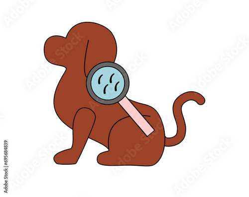 Pet veterinarian icon element. Veterinary doctor treating animal. Dog skin examination. Idea of pet care. Animal medical treatment. Vet and pet vector flat illustration.
