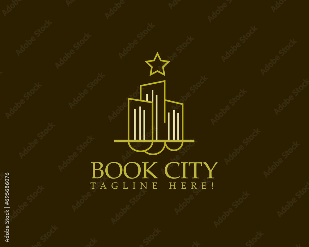 book city building star logo icon symbol design template illustration inspiration