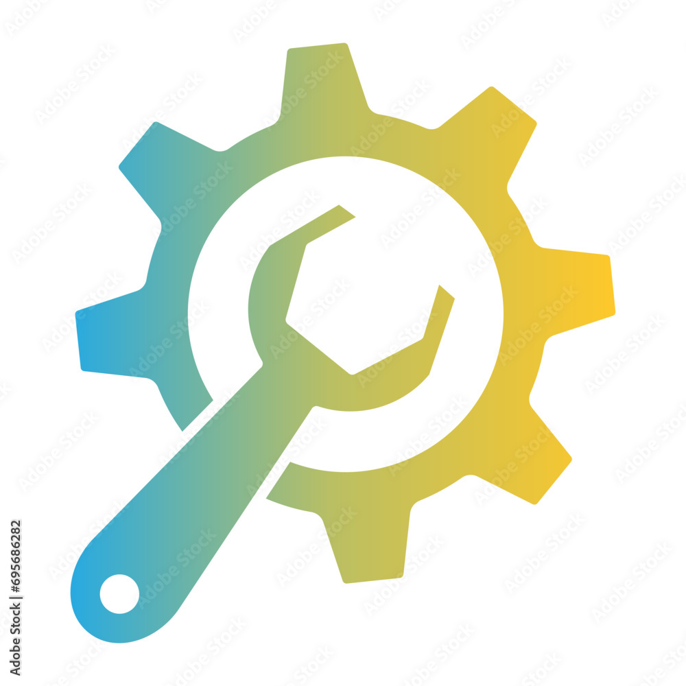 wrench and gear icon. setting icon on flat gradient style wrench and gear icon. setting icon on flat gradient style