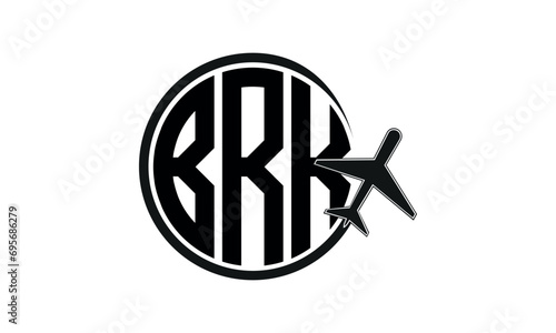 BRK three initial letter circle tour & travel agency logo design vector template. hajj umrah agency, abstract, wordmark, business, monogram, minimalist, brand, company, flat, tourism agency, tourist