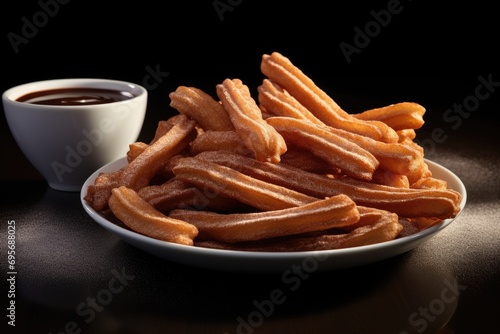Churro Heaven: Golden and Crispy Churros, Served Hot with Rich Chocolate - A Spanish Delight That Transforms the Tastebuds with Irresistible Sweetness and Traditional Flavors.