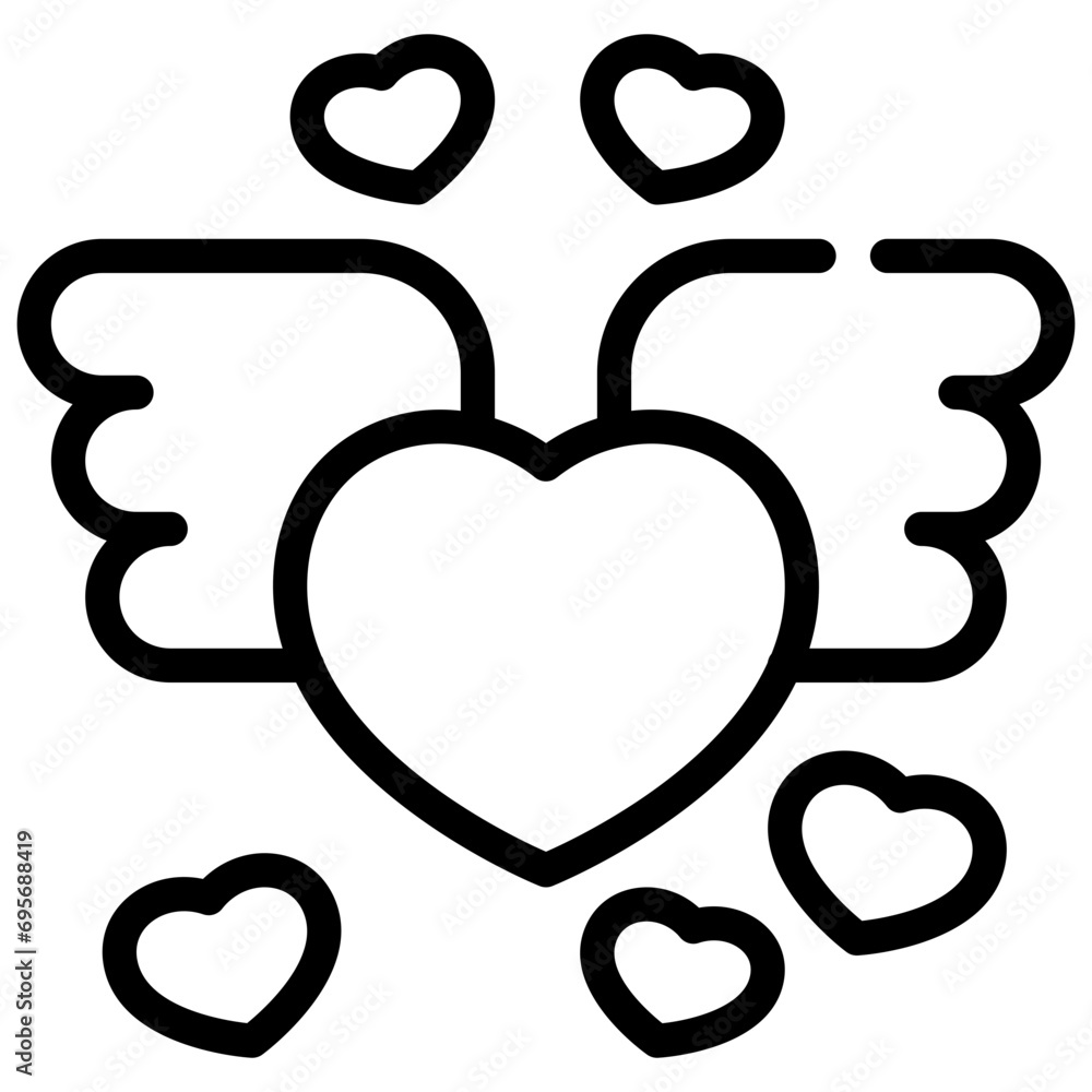heart fly happy love valentine wing simple line heart fly happy love valentine wing simple line