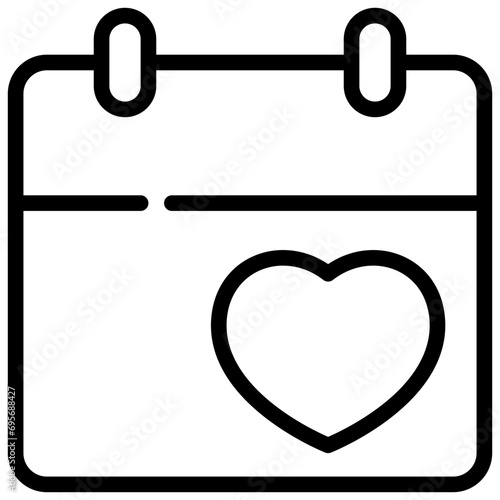calendar day date heart love valentines simple line