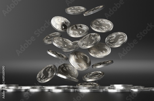 Flying silver coin for investment