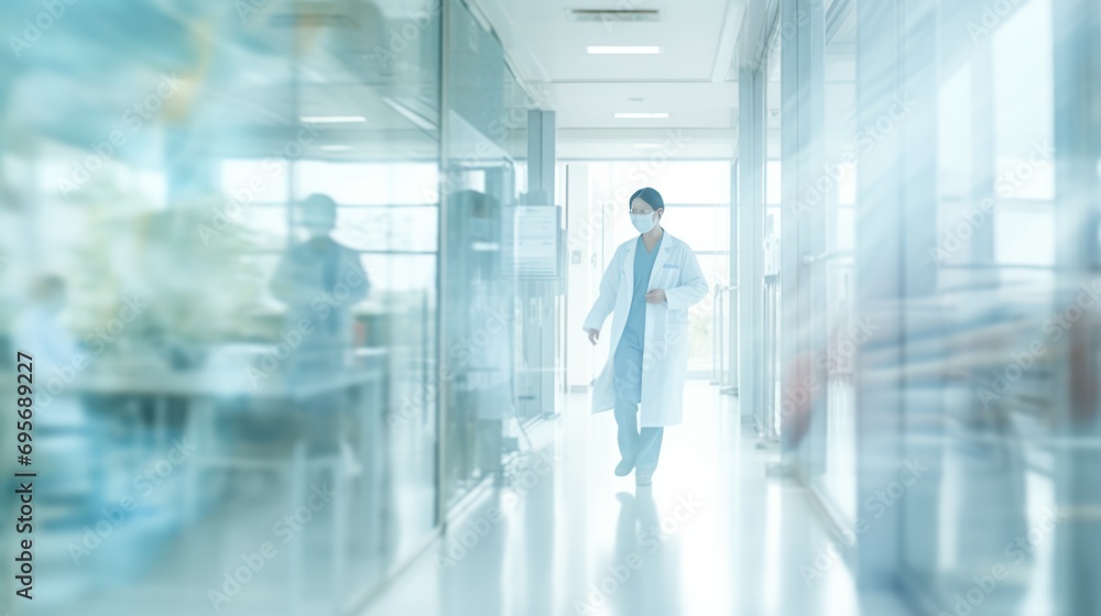 abstract blurred image of doctor and patient people in hospital abstract blurred image of doctor and patient people in hospital