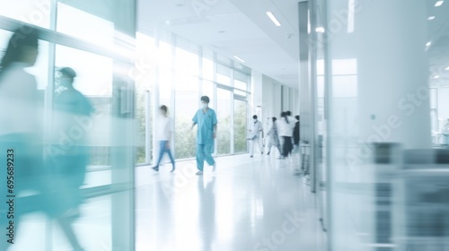 abstract blurred image of doctor and patient people in hospital 
