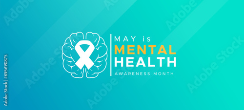 Mental Health Awareness Month banner design. Care about mental health. Health concept design. May is Mental Healt Awareness Month