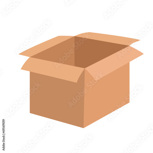 Cardboard open box. Vector flat illustration isolated on white background