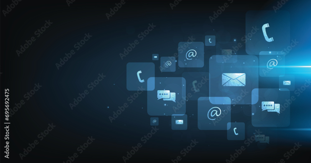 Contact us or the Customer support hotline connect. call center service provider concept, advice to customer help, and support services are digital on a dark blue background.	