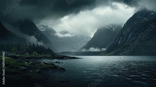 Moody mountain landscape in Norway © paisorn