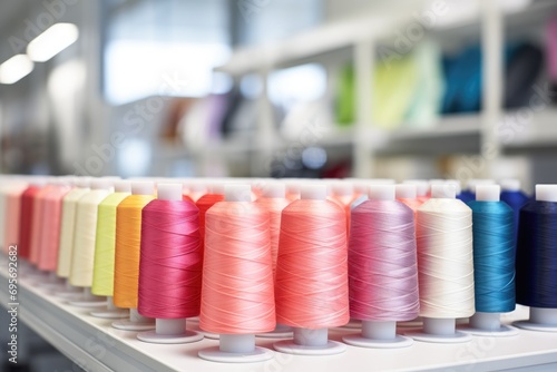 Factory Threads: Witness the Making of Clothing Industry as Colorful Sewing Threads Merge Fabric and Design in the Heart of the Factory.