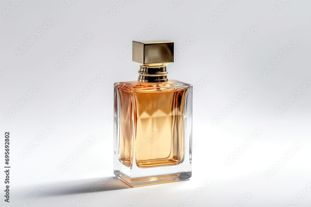 Perfume cosmetic skin care product bottle in front of white background, AI generated Perfume cosmetic skin care product bottle in front of white background, AI generated