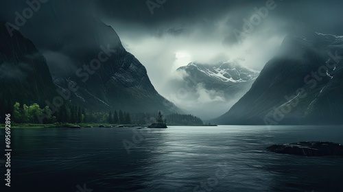 Moody mountain landscape in Norway