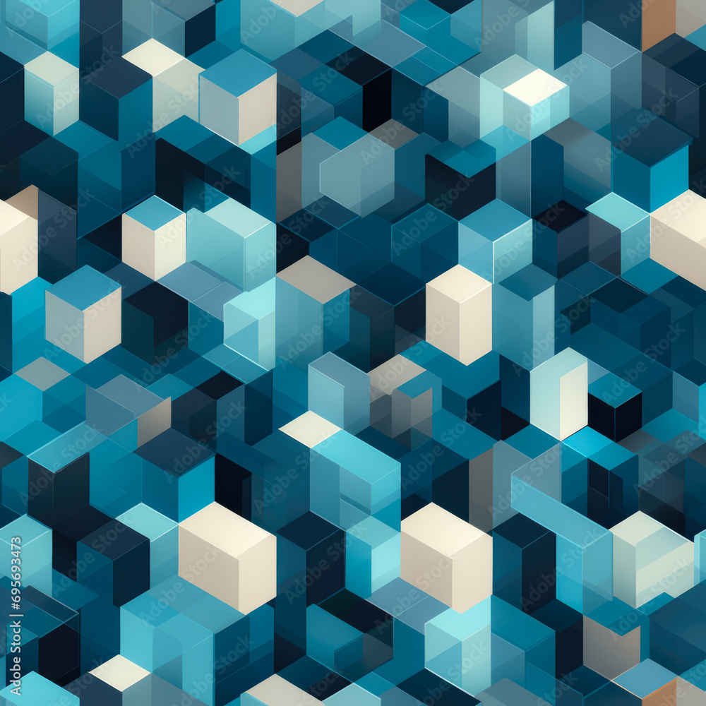 Obraz premium Abstract Cubic Isometric Background As Seamless Fill Tile Created Using Artificial Intelligence