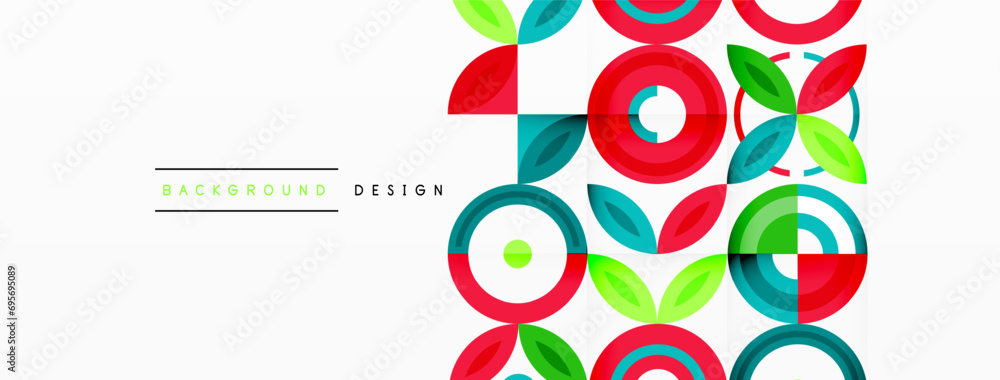 Abstract background - minimalist circles and round elements composition with varying sizes circles and other geometric shapes. The elements are arranged symmetrically in a grid-like pattern Abstract background - minimalist circles and round elements composition with varying sizes circles and other geometric shapes. The elements are arranged symmetrically in a grid-like pattern
