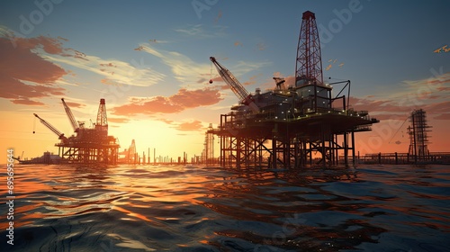 oil rig at sunset © paisorn
