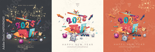 Photos Festive 2025 new year celebration with 3D numbers on open gift box